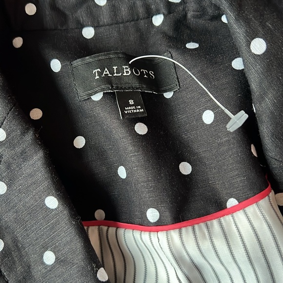 New (NWOT) Talbots Linen Blend Black & White Dot Blazer Size 8 - Picture 7 of 7
